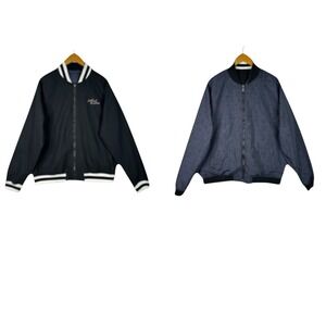 Scotch & Soda Reversible Bomber Jacket Mens Size M Black Blue Geometric‎ Zip NWT